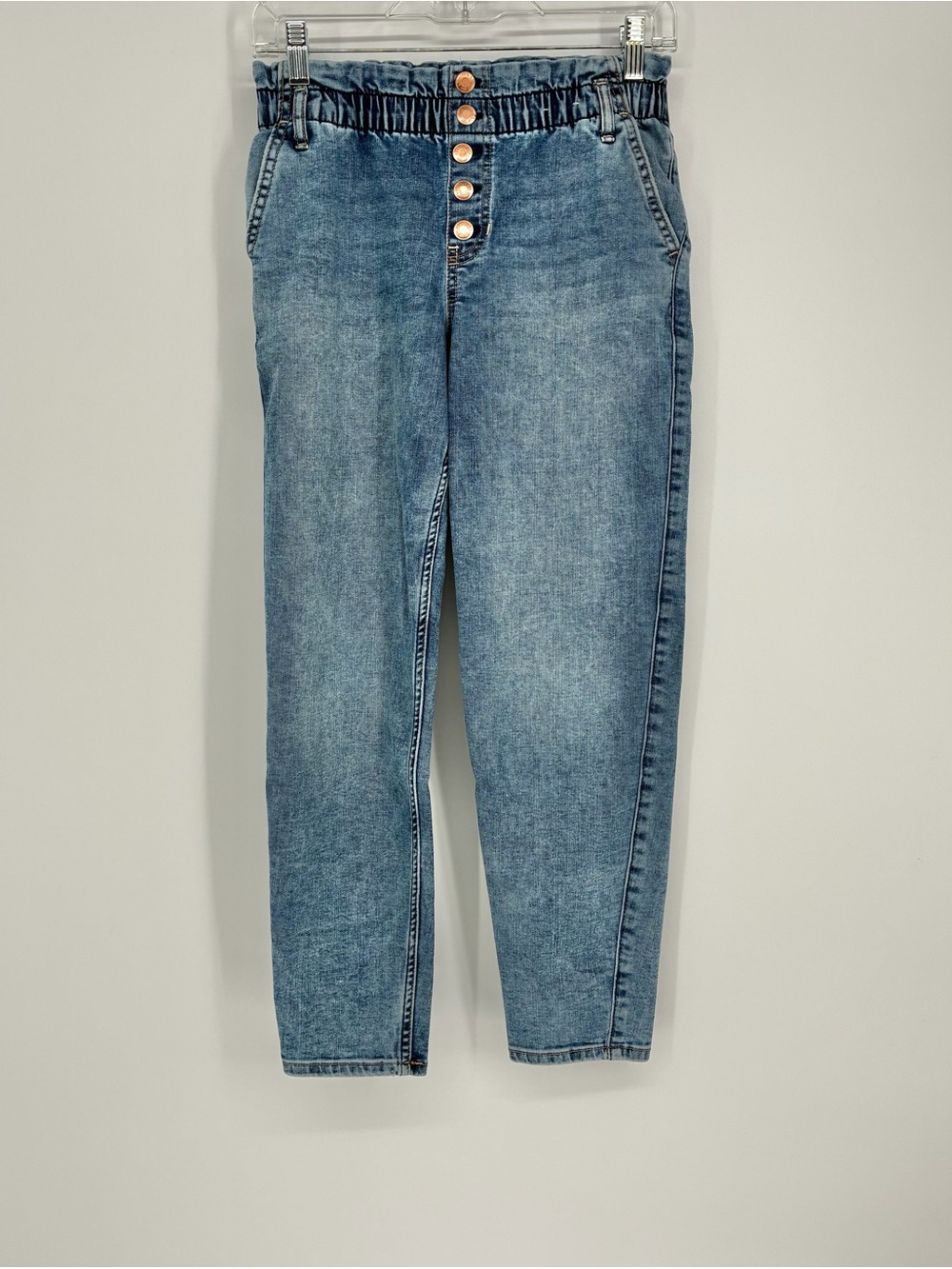 Abercrombie Kids High Rise Mini Mom Button Fly Paperbag Jeans 13/14